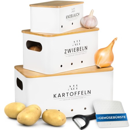 AH® Kartoffel Aufbewahrungsbox Weiß, zwiebel aufbewahrung, Knoblauchaufbewahrung