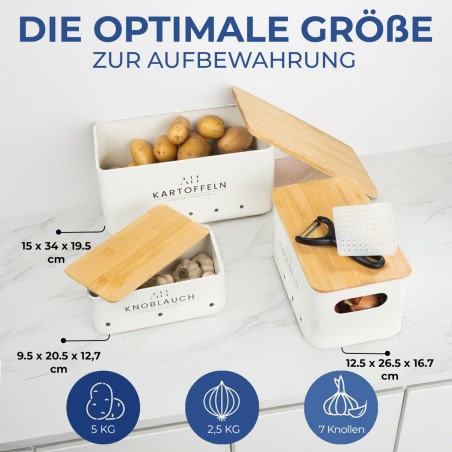 AH® Kartoffel Aufbewahrungsbox Weiß, zwiebel aufbewahrung, Knoblauchaufbewahrung